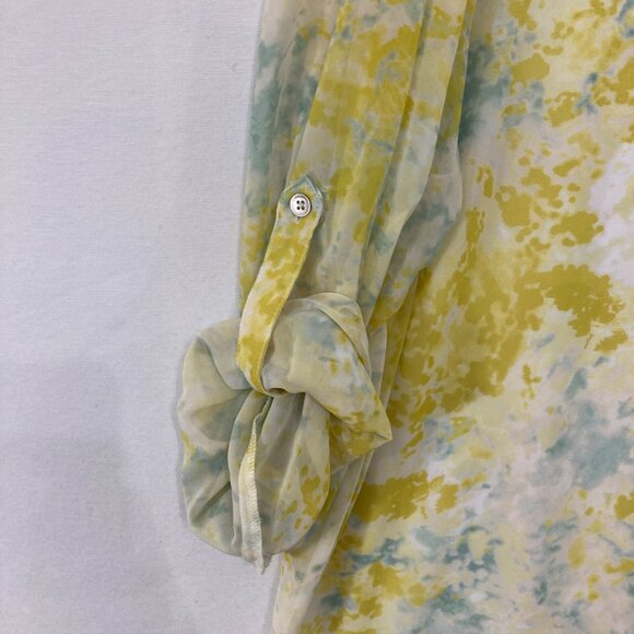 Calvin Klein Top size XL Multi Color Tie Dye Soft Flowy Elegant Button Down - Picture 6 of 12